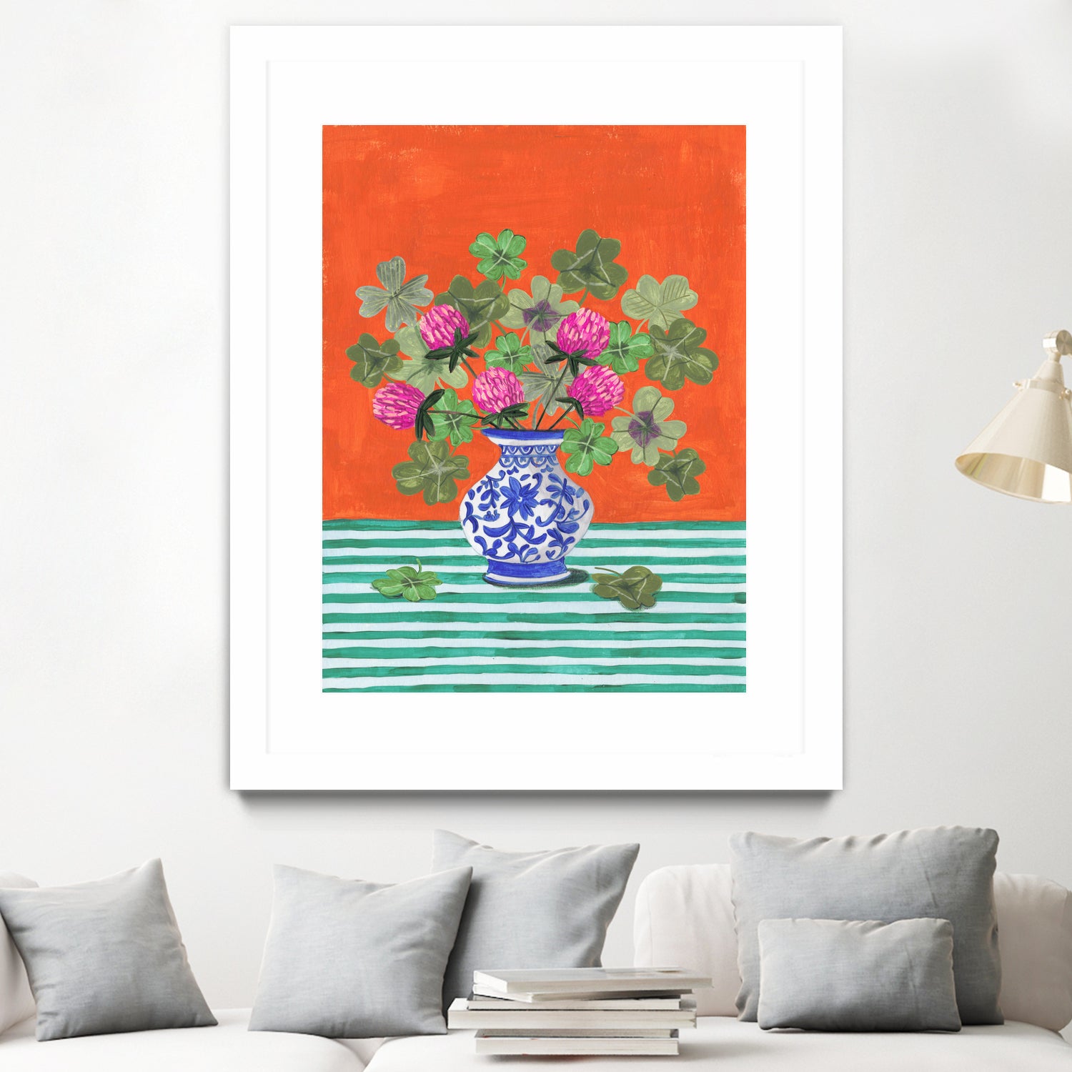 Clovers and Pink Blossoms by Caroline Bonne Muller on GIANT ART - clover bouquet clover bouquet