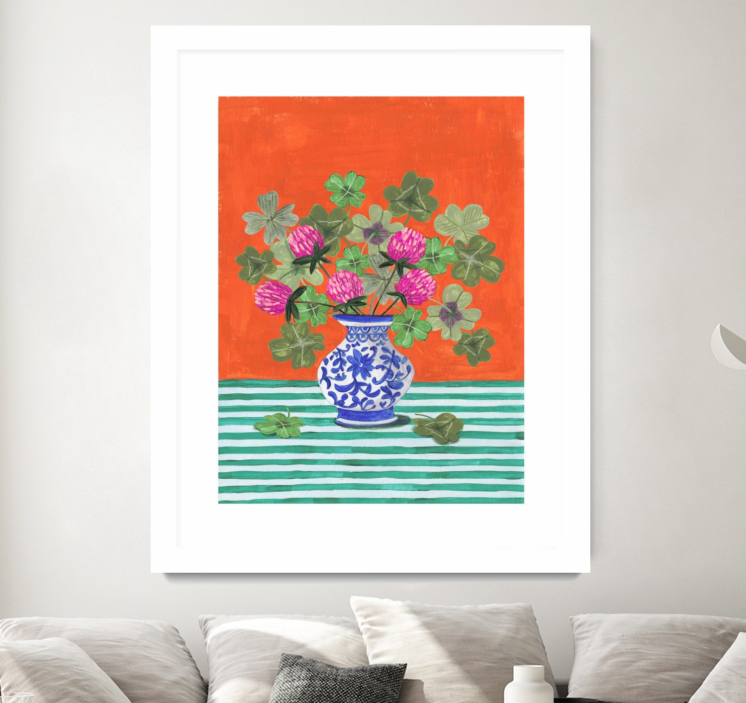 Clovers and Pink Blossoms by Caroline Bonne Muller on GIANT ART - clover bouquet clover bouquet