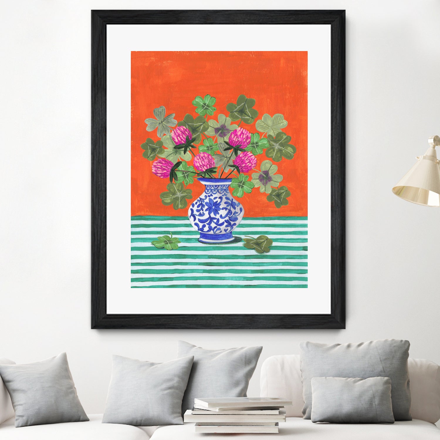 Clovers and Pink Blossoms by Caroline Bonne Muller on GIANT ART - clover bouquet clover bouquet