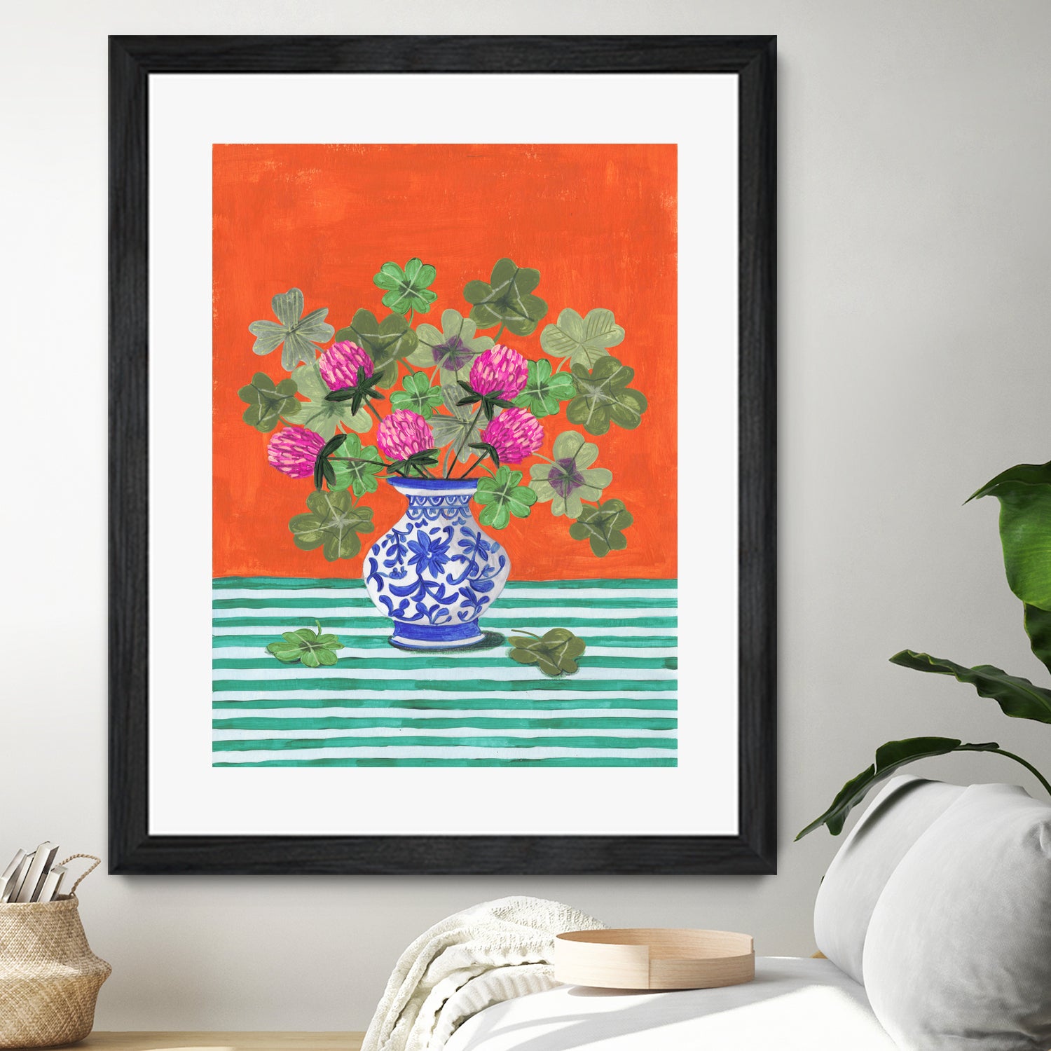 Clovers and Pink Blossoms by Caroline Bonne Muller on GIANT ART - clover bouquet clover bouquet