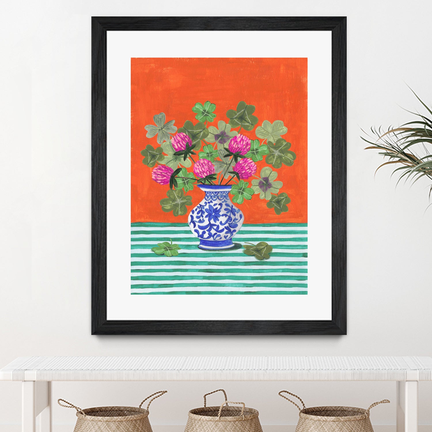 Clovers and Pink Blossoms by Caroline Bonne Muller on GIANT ART - clover bouquet clover bouquet