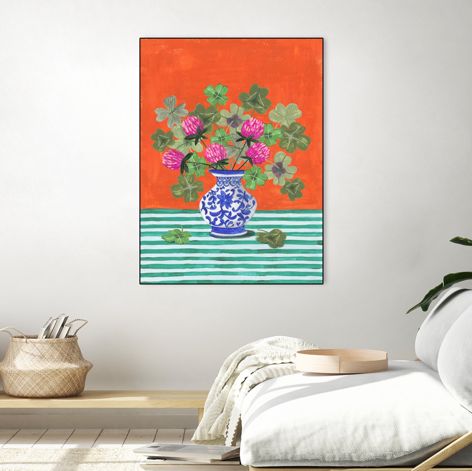 Clovers and Pink Blossoms by Caroline Bonne Muller on GIANT ART - clover bouquet clover bouquet