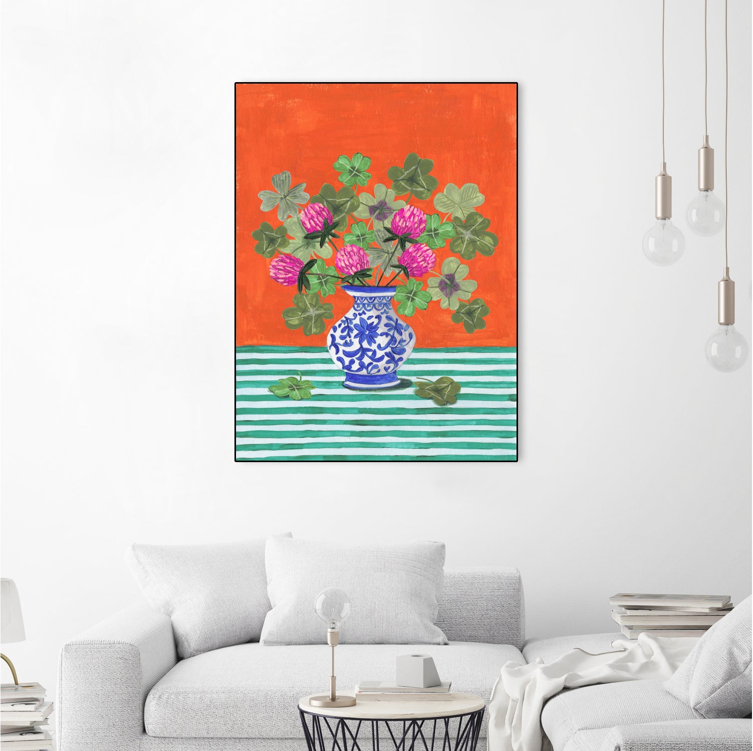 Clovers and Pink Blossoms by Caroline Bonne Muller on GIANT ART - clover bouquet clover bouquet