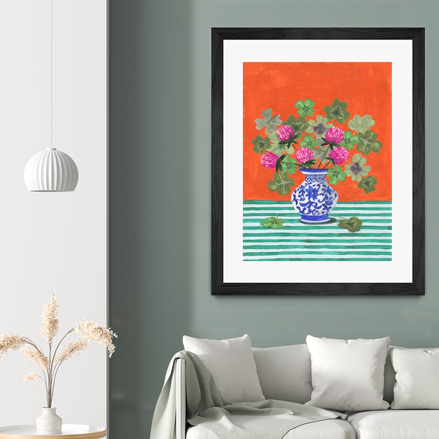 Clovers and Pink Blossoms by Caroline Bonne Muller on GIANT ART - clover bouquet clover bouquet