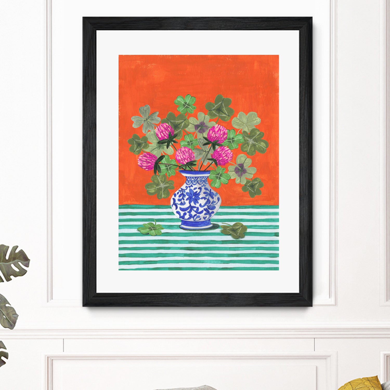 Clovers and Pink Blossoms by Caroline Bonne Muller on GIANT ART - clover bouquet clover bouquet