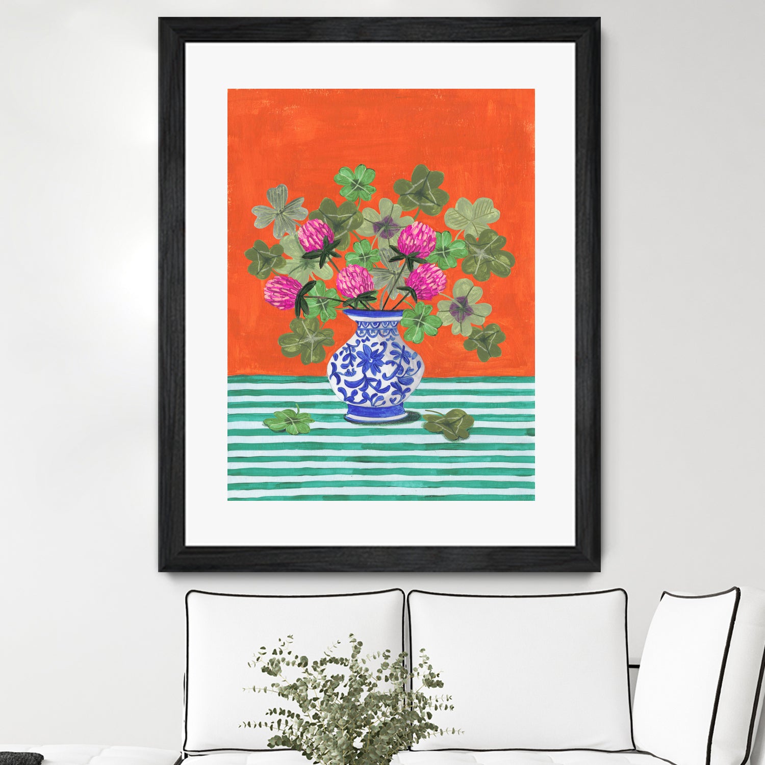 Clovers and Pink Blossoms by Caroline Bonne Muller on GIANT ART - clover bouquet clover bouquet