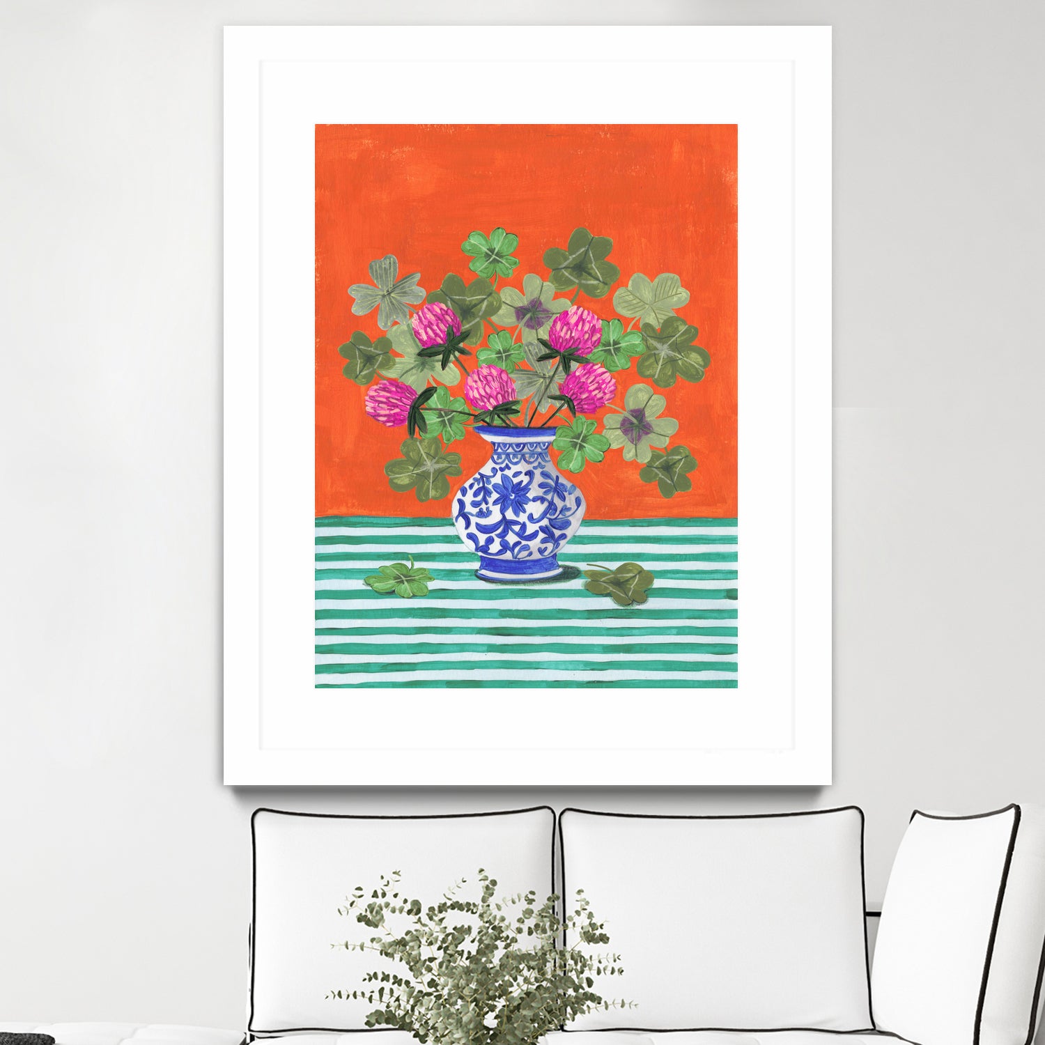 Clovers and Pink Blossoms by Caroline Bonne Muller on GIANT ART - clover bouquet clover bouquet