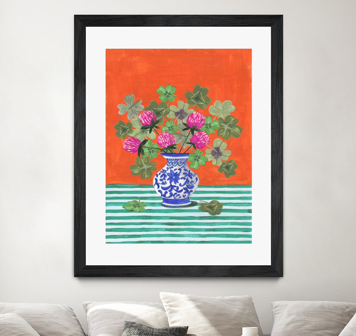 Clovers and Pink Blossoms by Caroline Bonne Muller on GIANT ART - clover bouquet clover bouquet