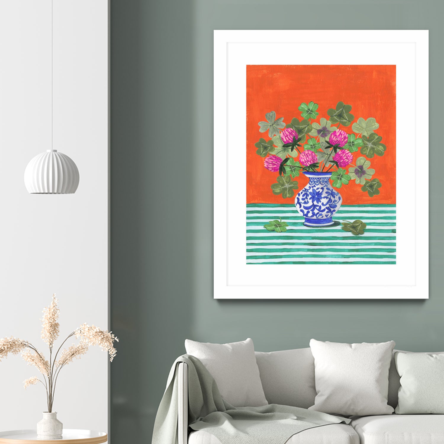 Clovers and Pink Blossoms by Caroline Bonne Muller on GIANT ART - clover bouquet clover bouquet