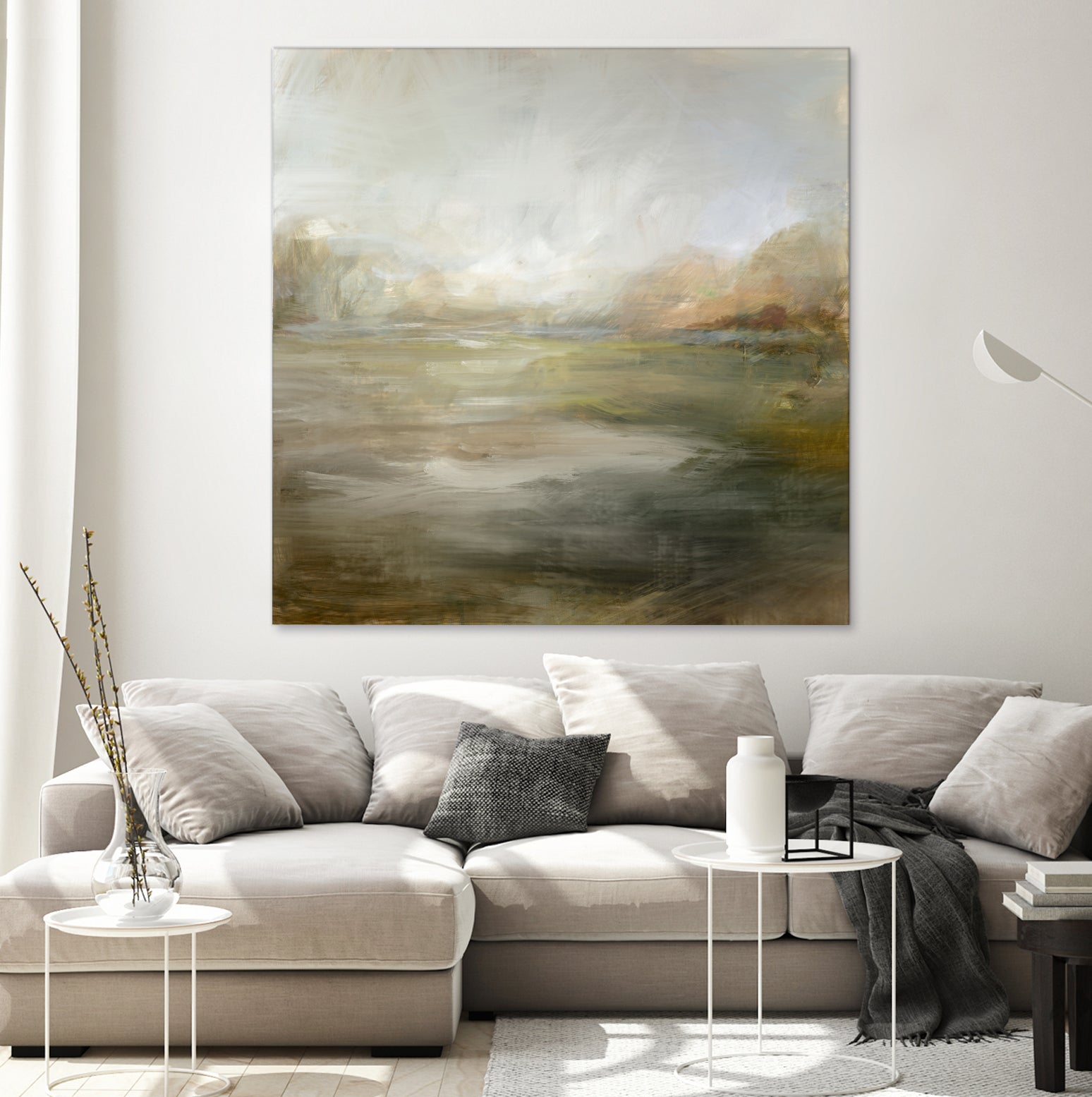 A Tranquil Misty Lake by Julia Cheney on GIANT ART - abstract landscape painting nature and landscapes abstract landscape painting