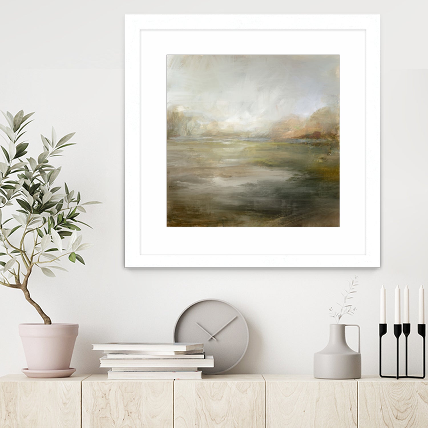 A Tranquil Misty Lake by Julia Cheney on GIANT ART - abstract landscape painting nature and landscapes abstract landscape painting