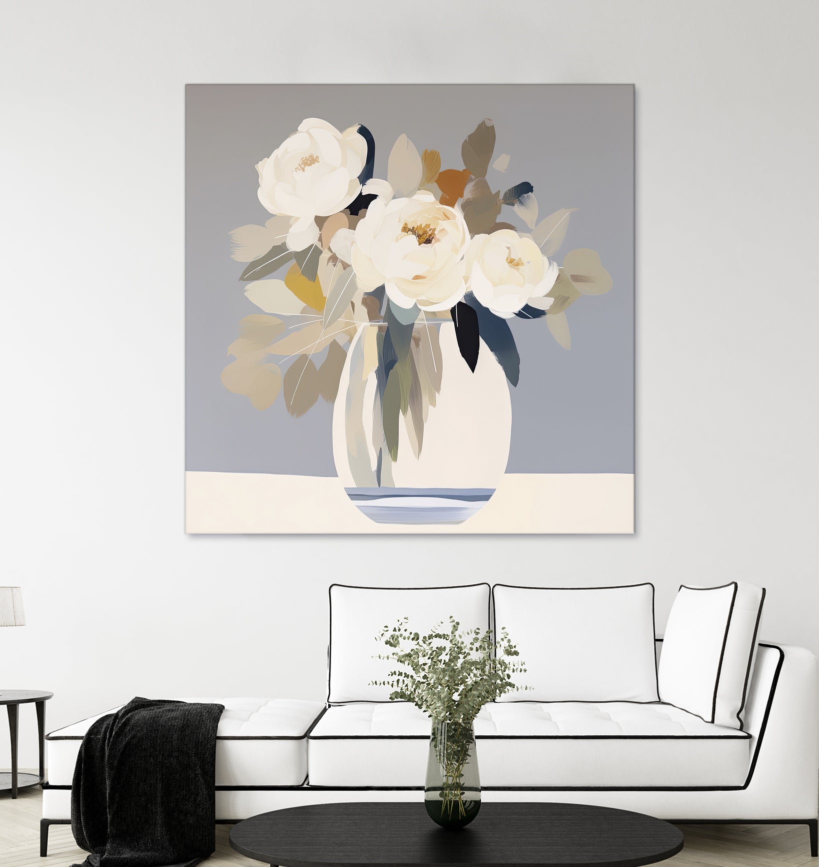 Peonies in a Glass Vase by Bella Eve on GIANT ART - flowers and plants modern floral art