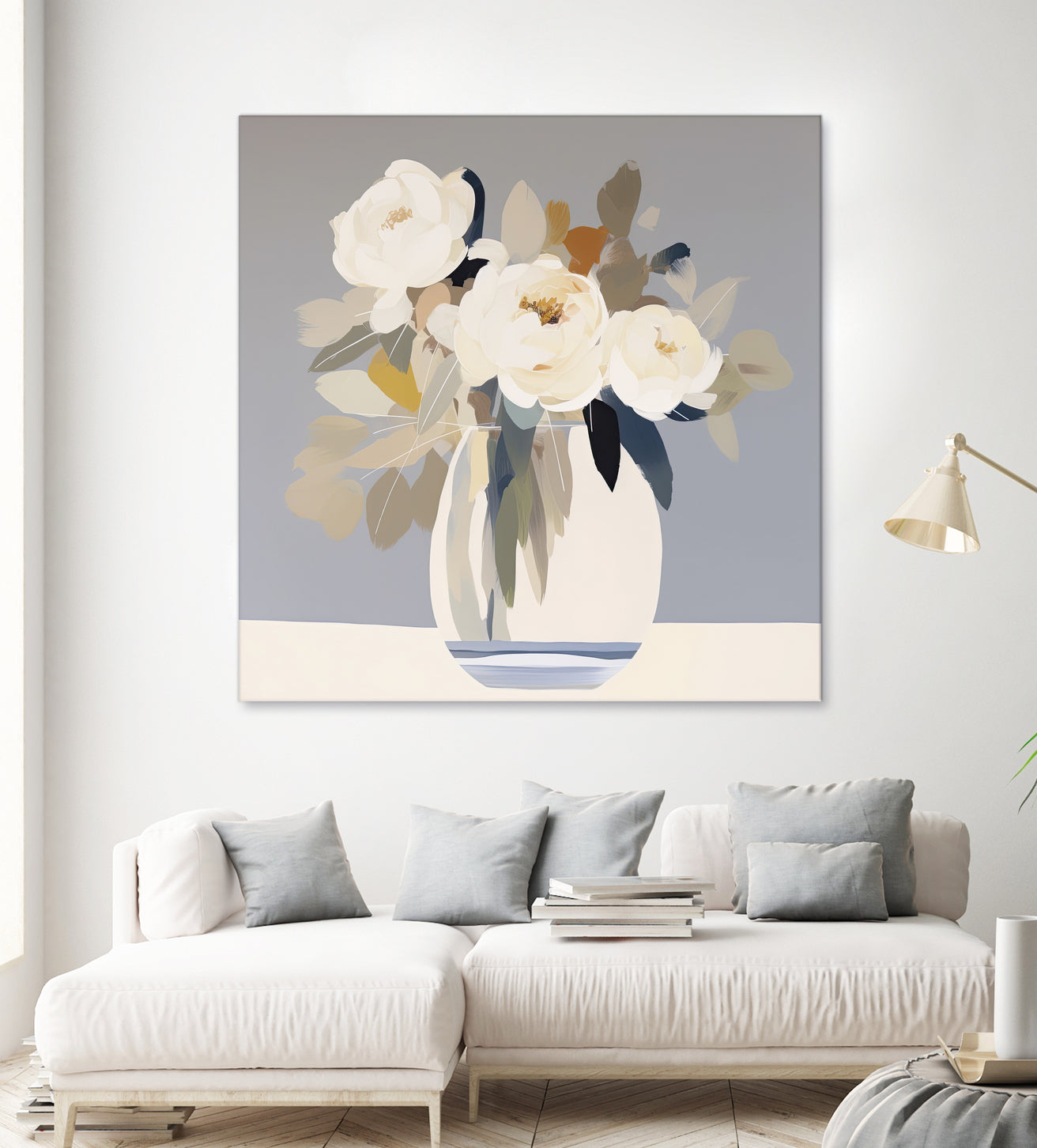 Peonies in a Glass Vase by Bella Eve on GIANT ART - flowers and plants modern floral art