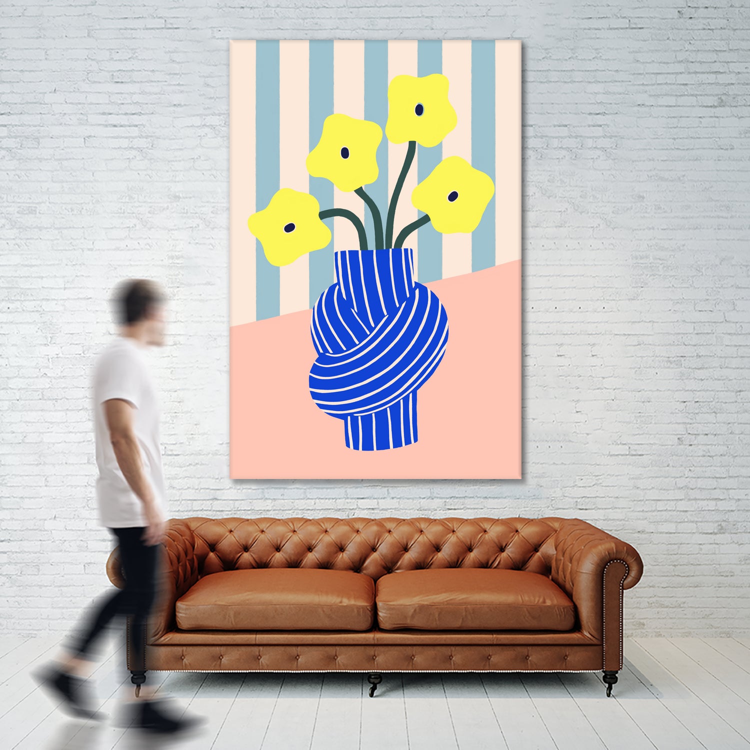 Flowers in Blue Knotted Vase by Maren Gross on GIANT ART - potted flower flowers and plants potted flower