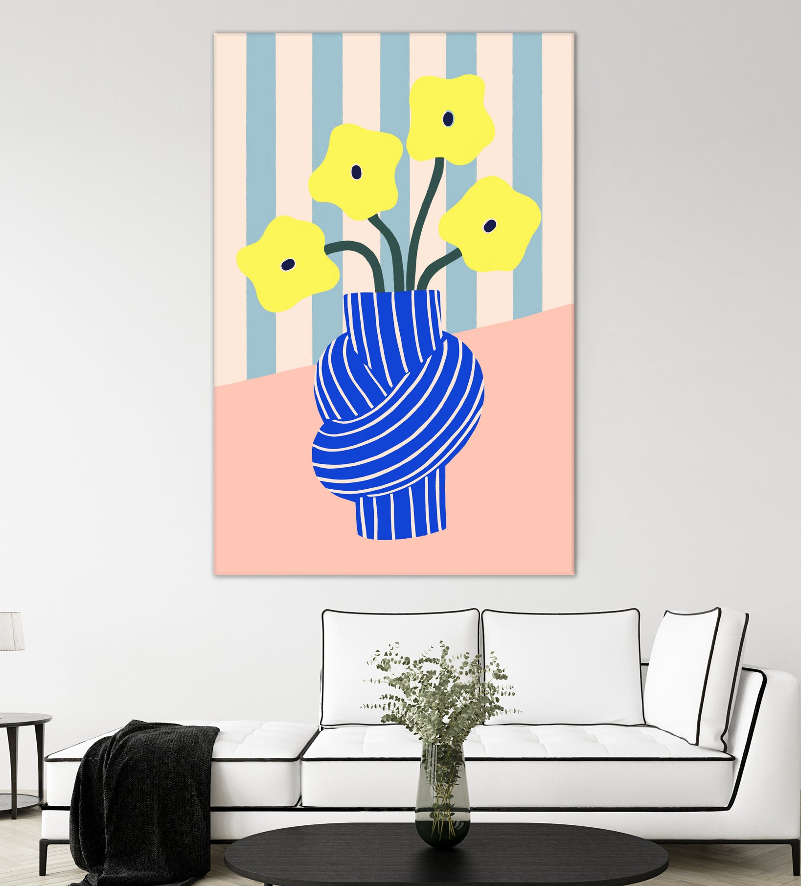 Flowers in Blue Knotted Vase by Maren Gross on GIANT ART - potted flower flowers and plants potted flower