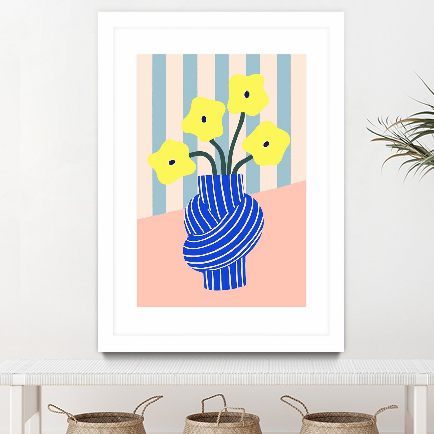 Flowers in Blue Knotted Vase by Maren Gross on GIANT ART - potted flower flowers and plants potted flower