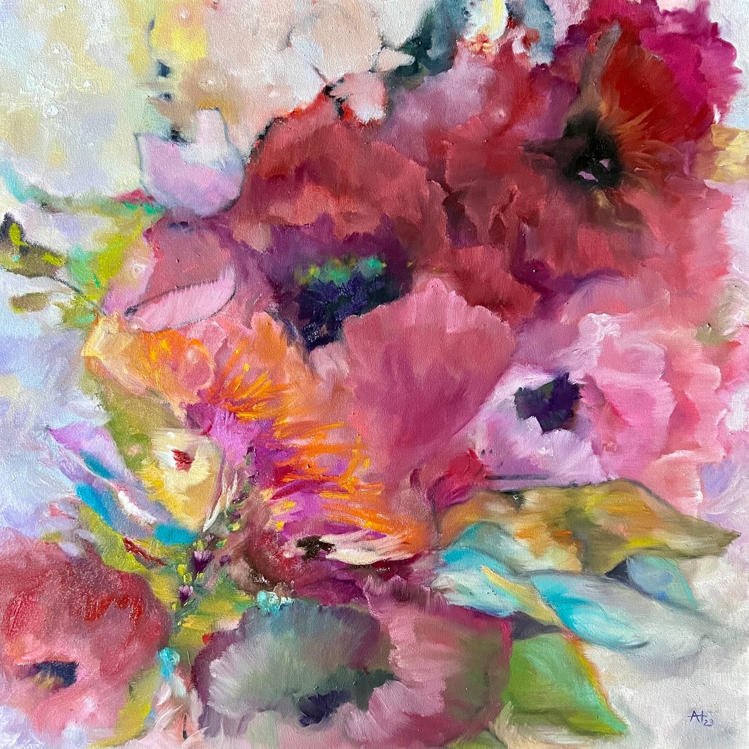 Vibrant Floral Abstract by Alexandra Higgins on GIANT ART - floral painting flowers and plants floral painting