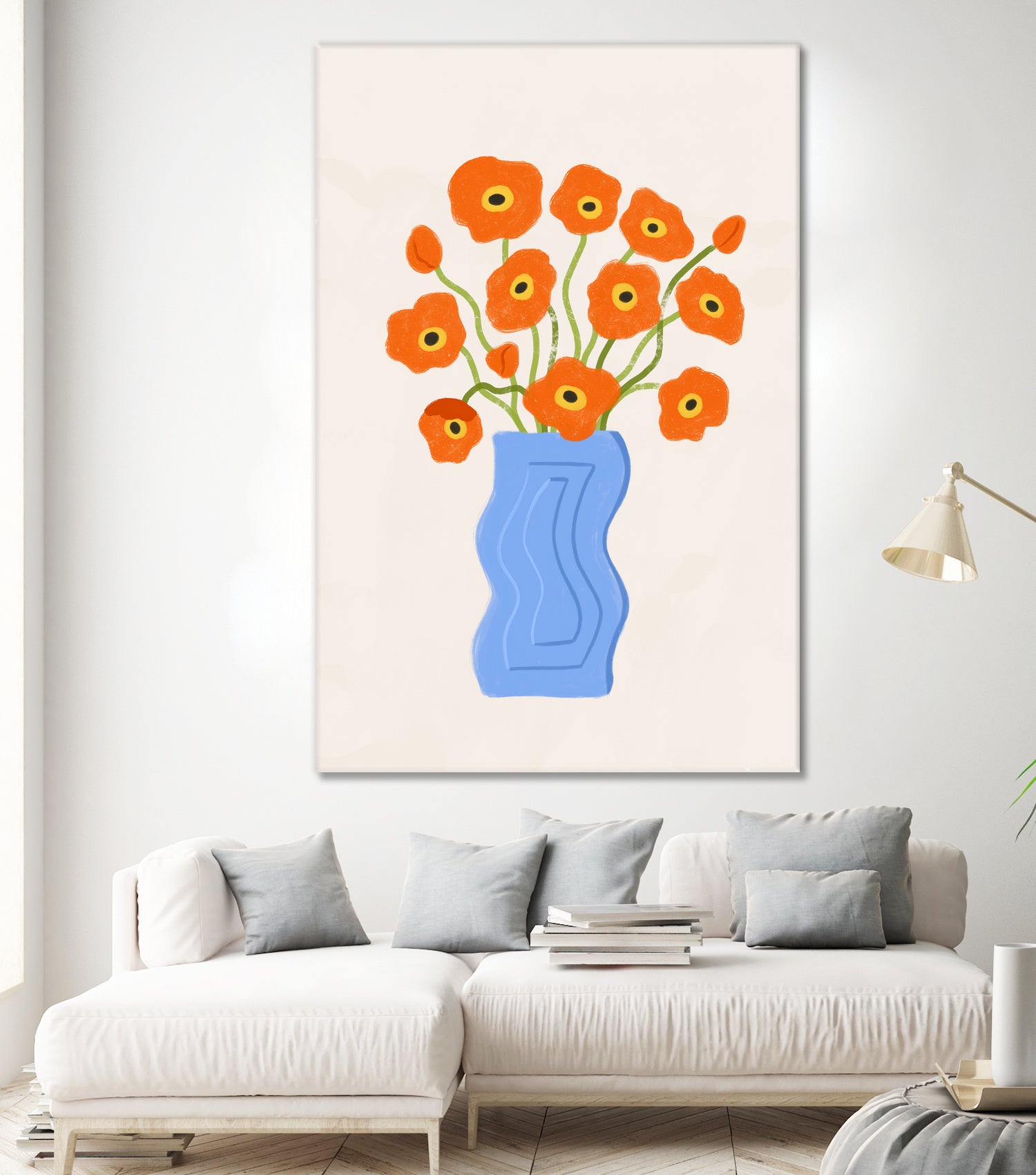 Poppies In Blue Vase by Katarzyna Gąsiorowska on GIANT ART - modern floral artwork flowers and plants modern floral artwork