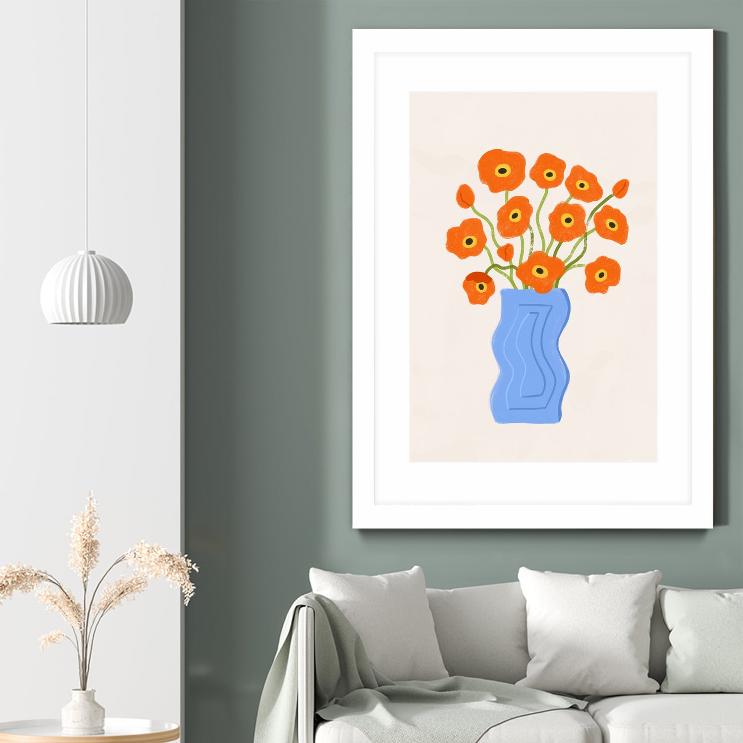 Poppies In Blue Vase by Katarzyna Gąsiorowska on GIANT ART - modern floral artwork flowers and plants modern floral artwork