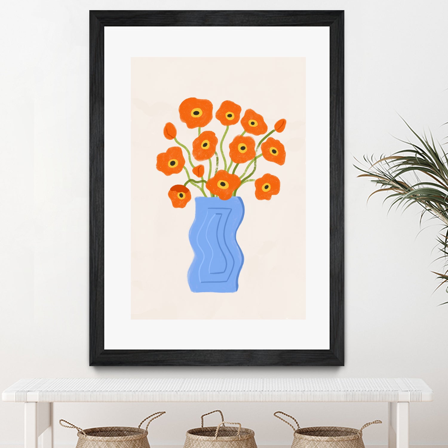 Poppies In Blue Vase by Katarzyna Gąsiorowska on GIANT ART - modern floral artwork flowers and plants modern floral artwork
