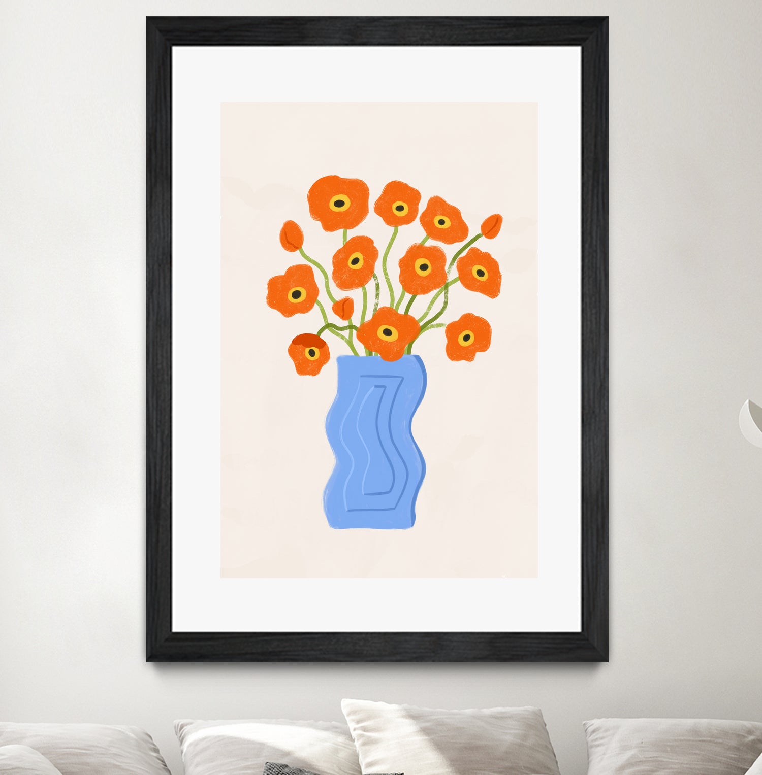 Poppies In Blue Vase by Katarzyna Gąsiorowska on GIANT ART - modern floral artwork flowers and plants modern floral artwork