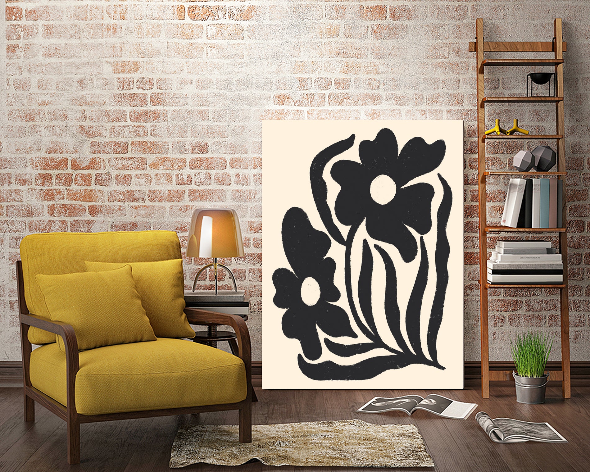 Textured flower silhouettes by Angela Minca on GIANT ART - graphic floral flowers and plants graphic floral