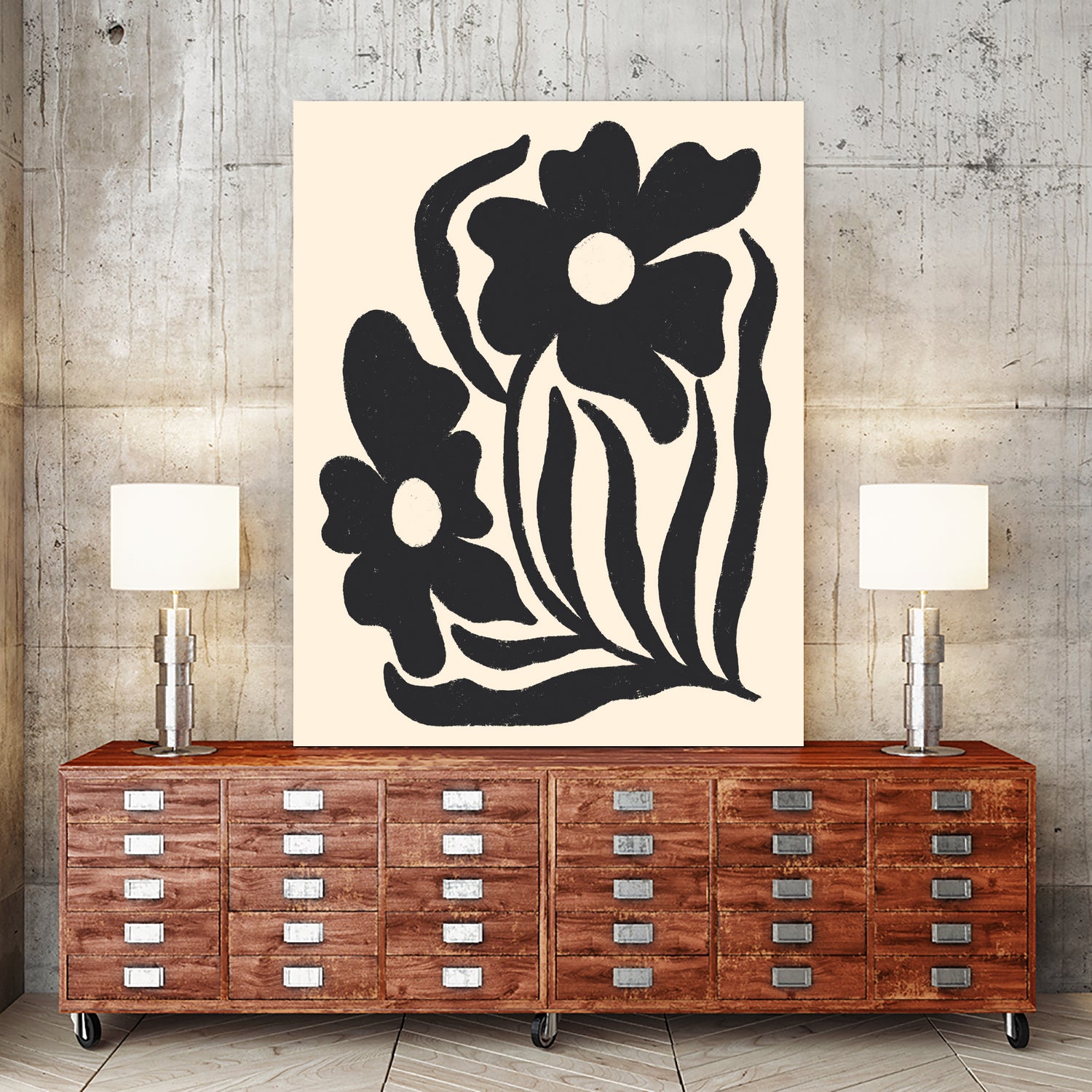 Textured flower silhouettes by Angela Minca on GIANT ART - graphic floral flowers and plants graphic floral