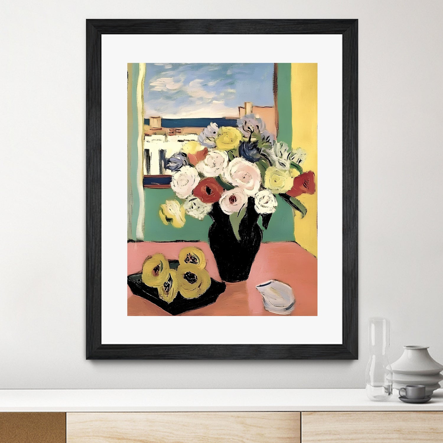Floral Arrangement In A Black Vase by Avanesova Elena on GIANT ART - modern art painting flowers and plants modern art painting