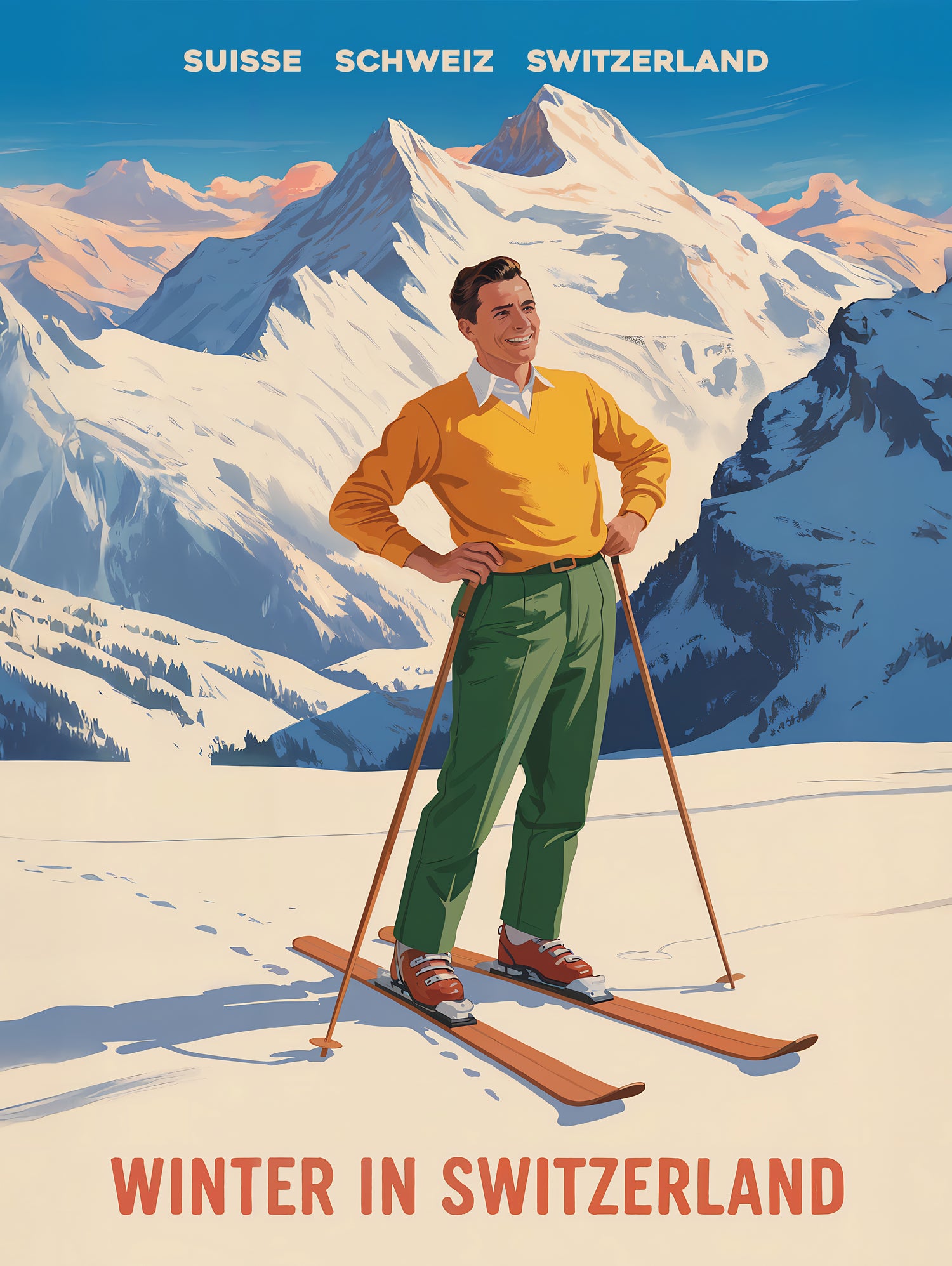 Swiss Alpine Bliss by Andreas Magnusson on GIANT ART - places vintage travel poster