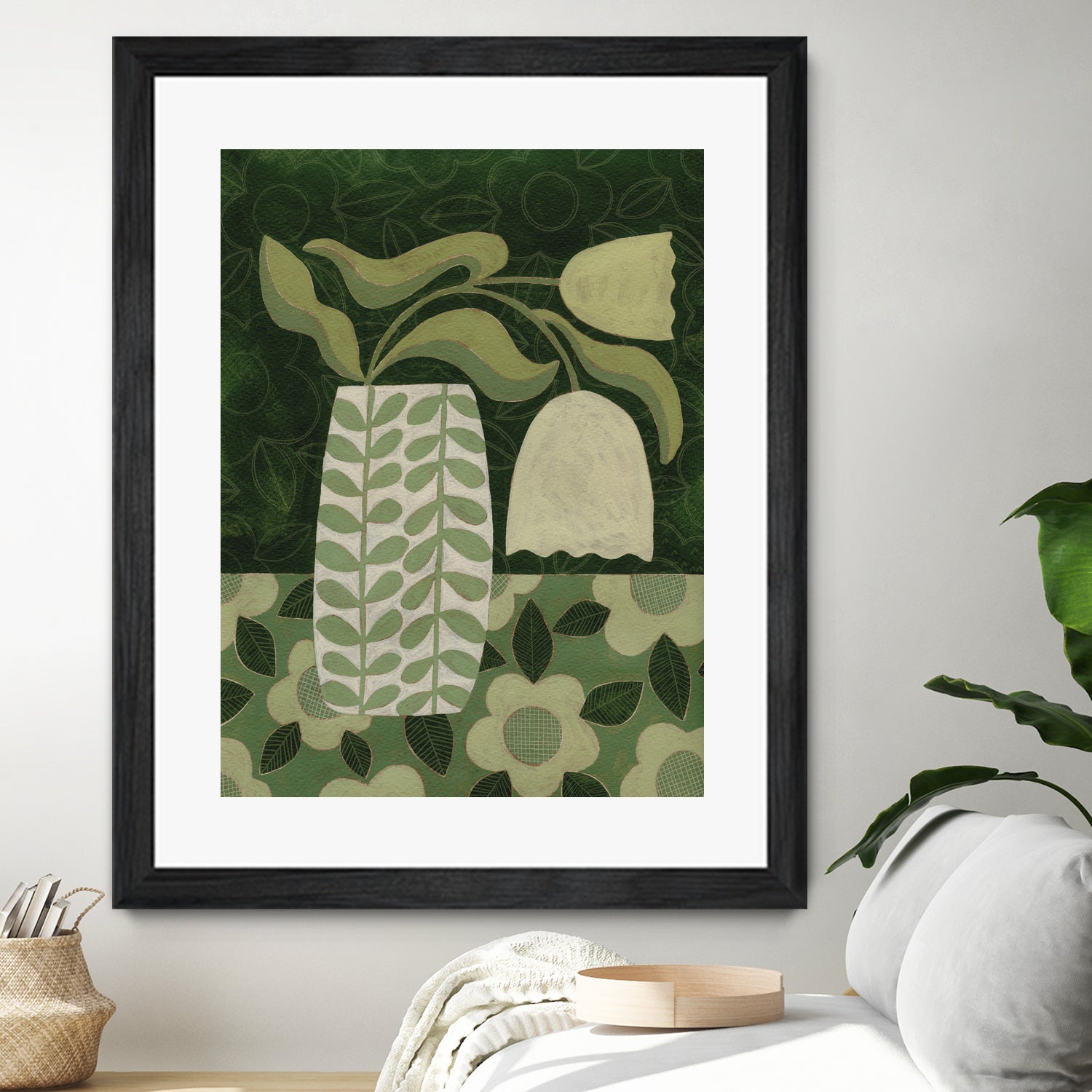 Green Tulip Still Life by Susan Black on GIANT ART - flowers and plants vintage floral art