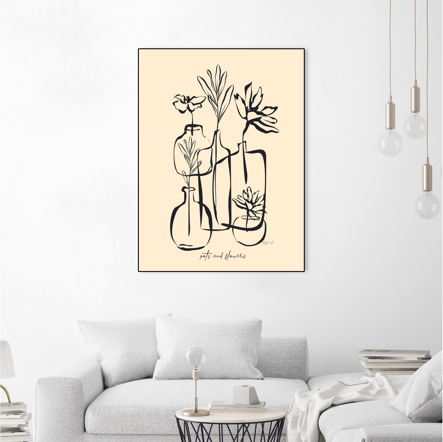 Pots And Flowers by Ralu S on GIANT ART - flowers and plants botanical line art