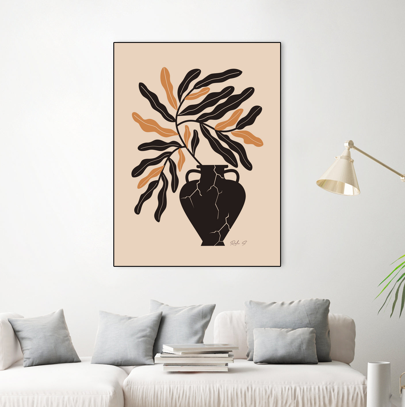 Gentle Life In A Broken Vase by Ralu S on GIANT ART - flowers and plants mid-century modern art