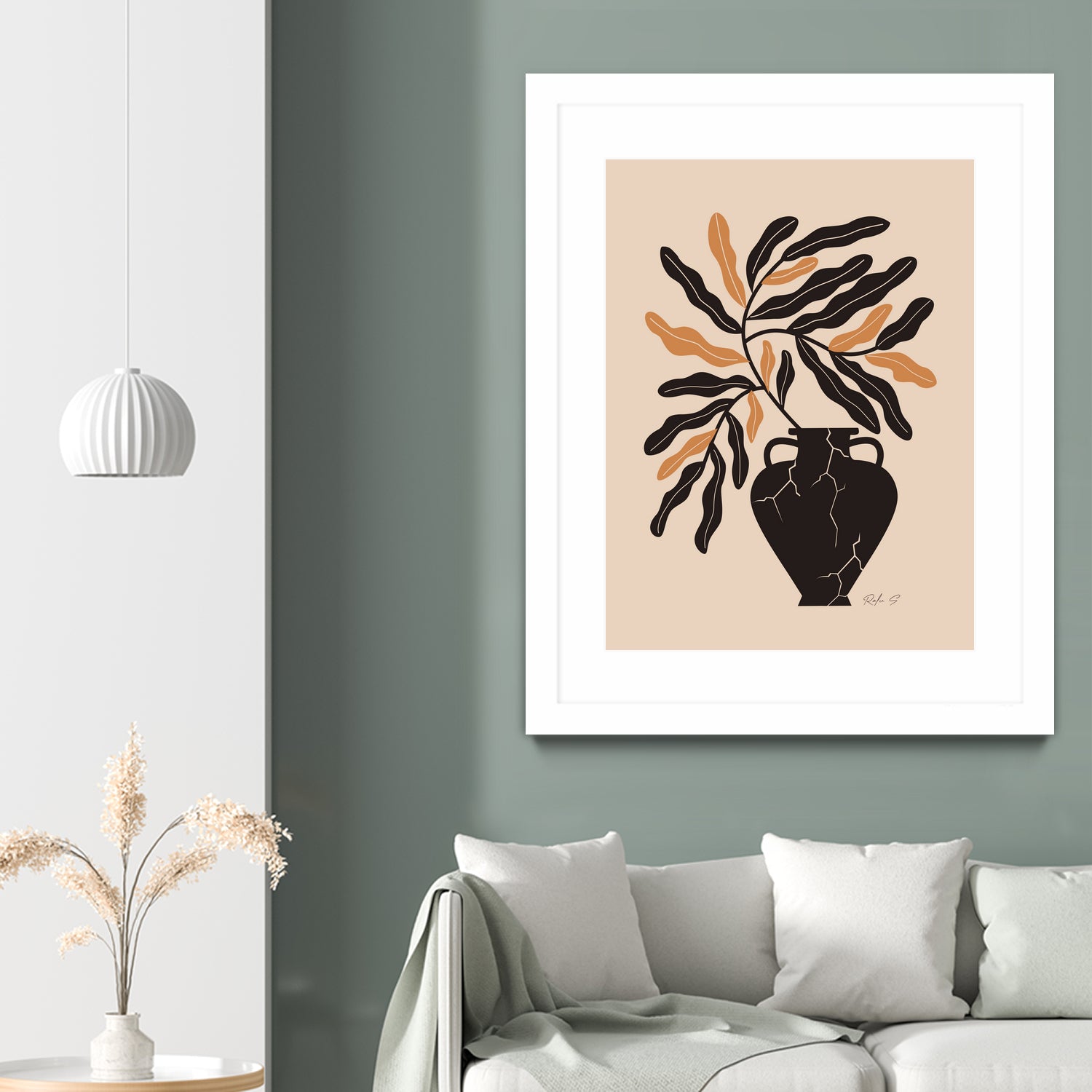 Gentle Life In A Broken Vase by Ralu S on GIANT ART - flowers and plants mid-century modern art