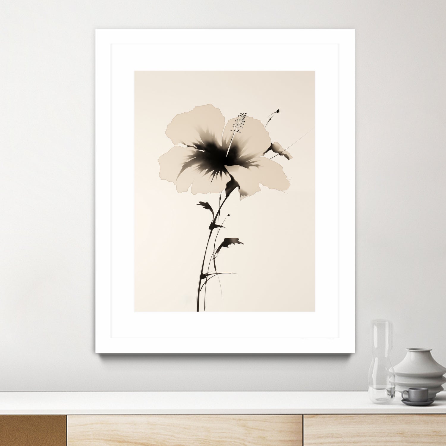 Hibiscus In Beige by Andreas Magnusson on GIANT ART - hibiscus