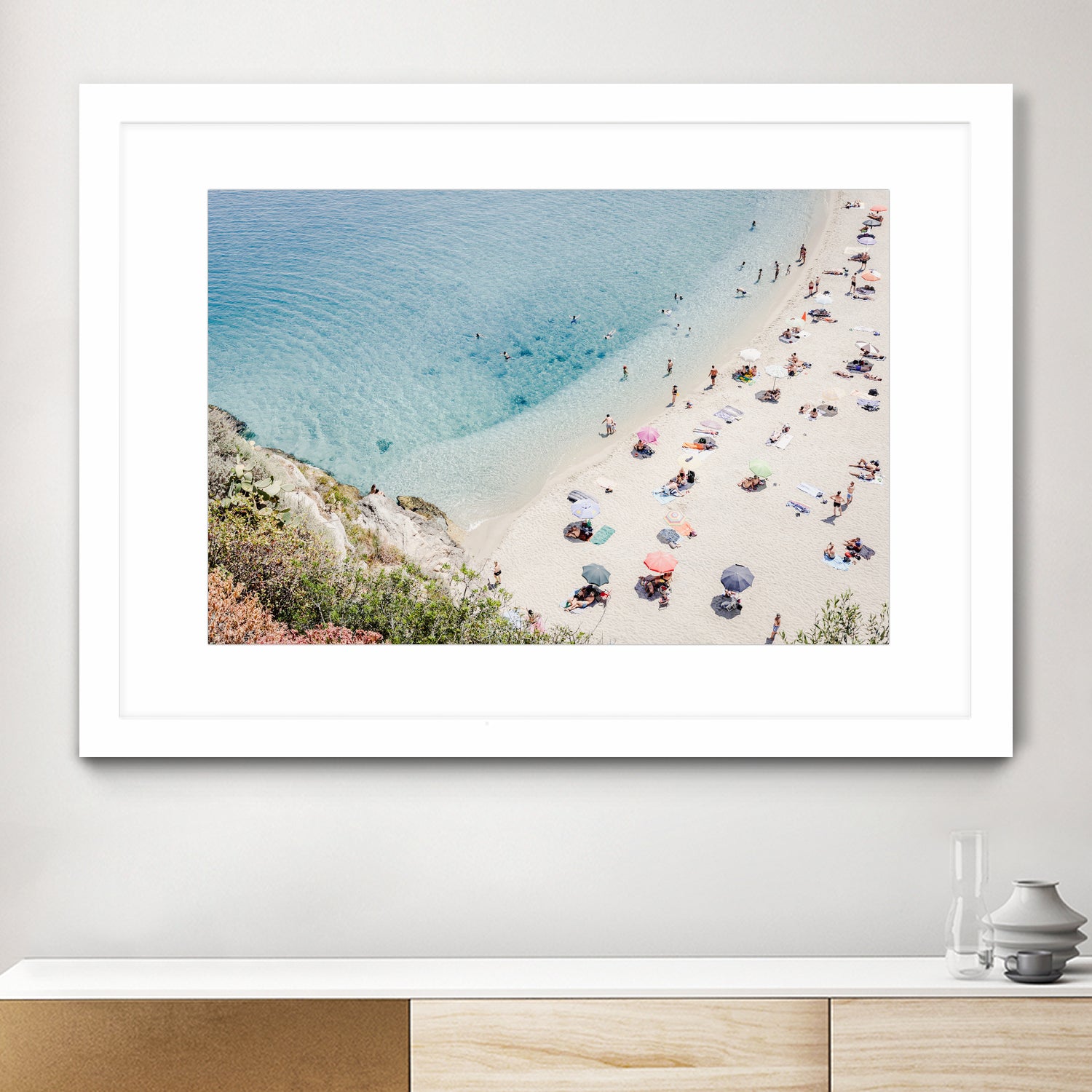 Tropea beach in Italy by Photolovers on GIANT ART - umbrella photography umbrella
