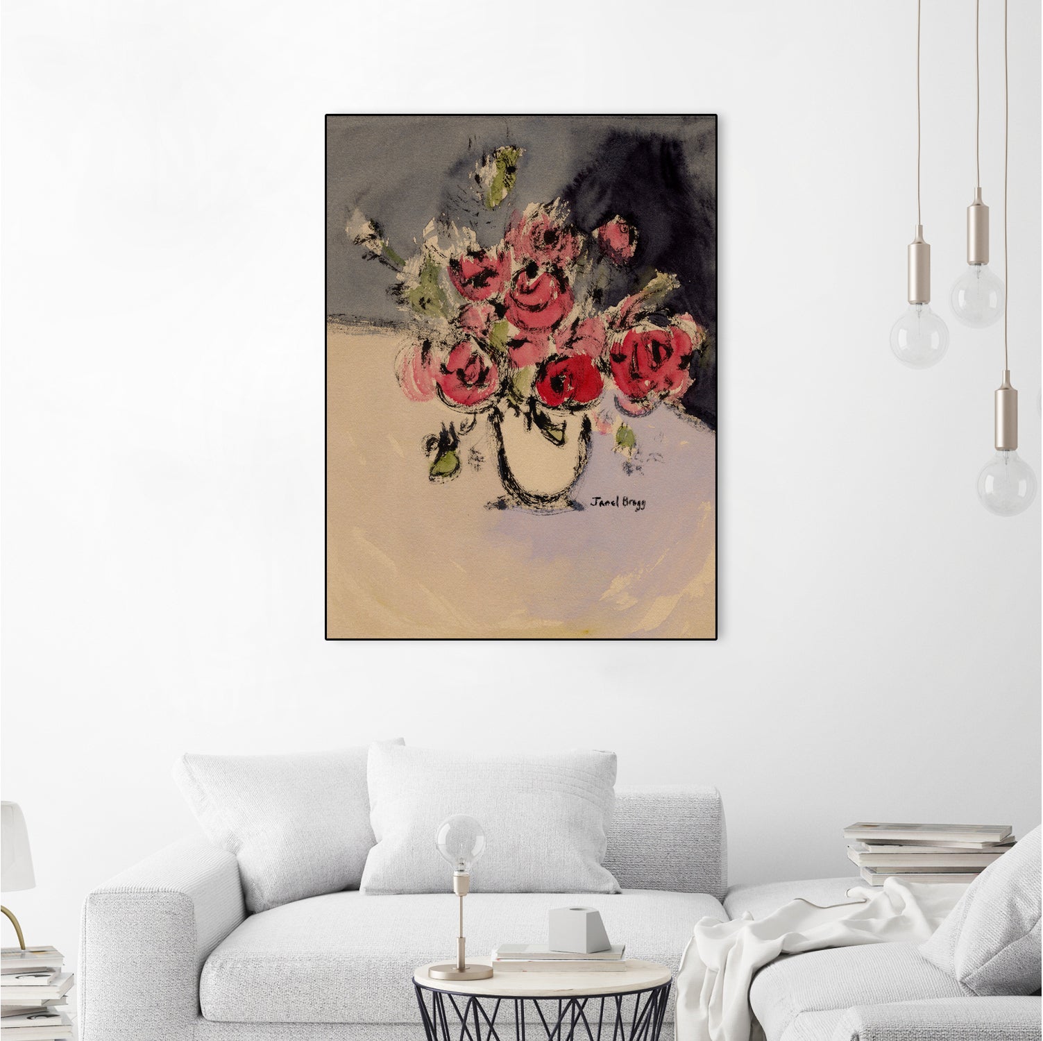 Bouquet With Beige Vase by Janel Bragg on GIANT ART - illustrations botanical illustrations