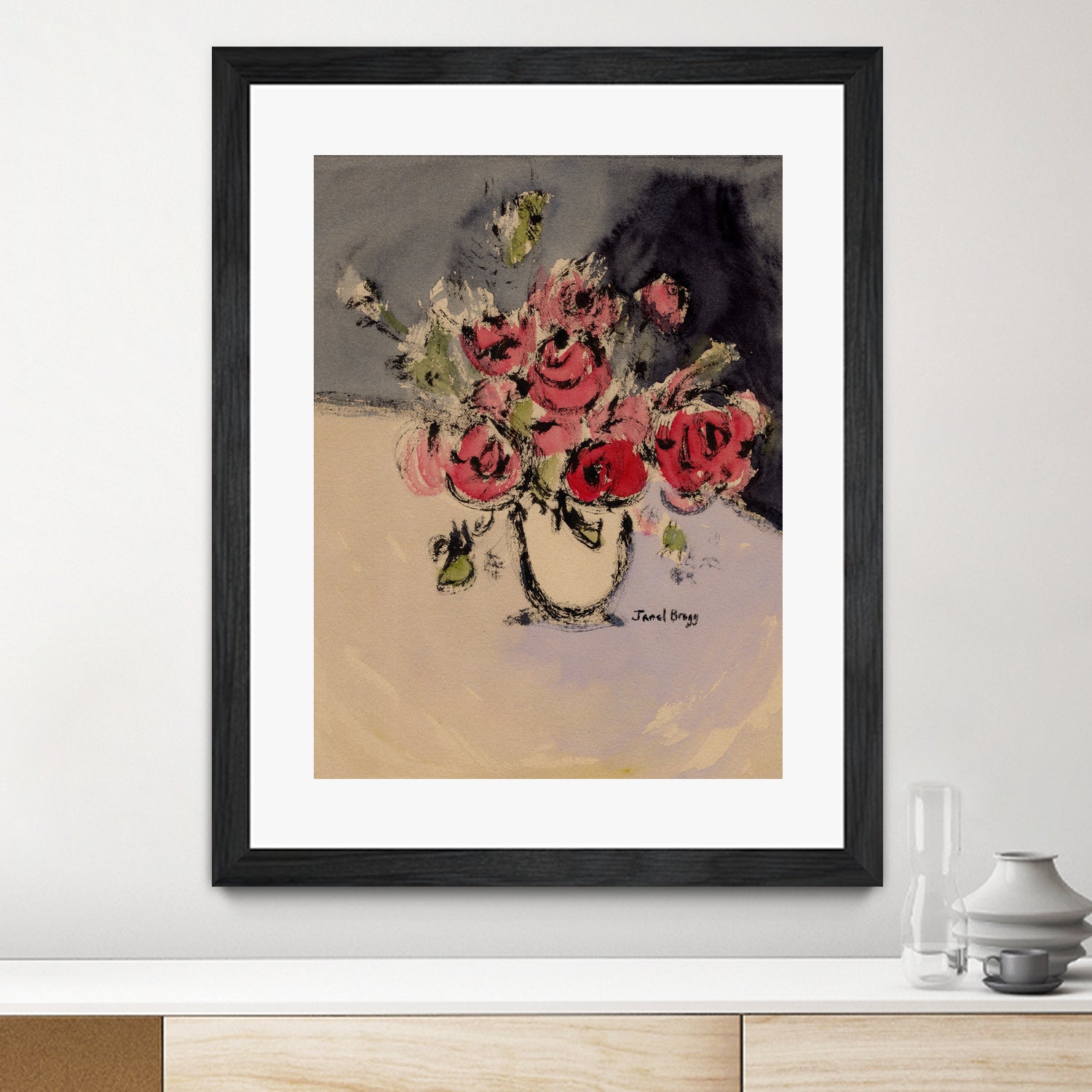 Bouquet With Beige Vase by Janel Bragg on GIANT ART - illustrations botanical illustrations