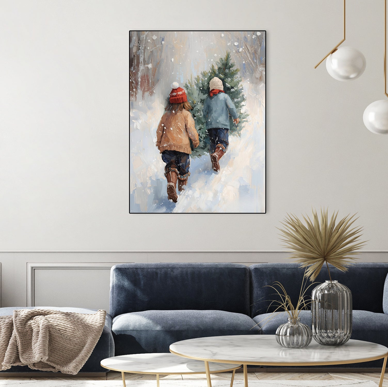 Kinder tragen Tanne im SchneegestApber by Ohkimiko on GIANT ART - kids kinder im schnee