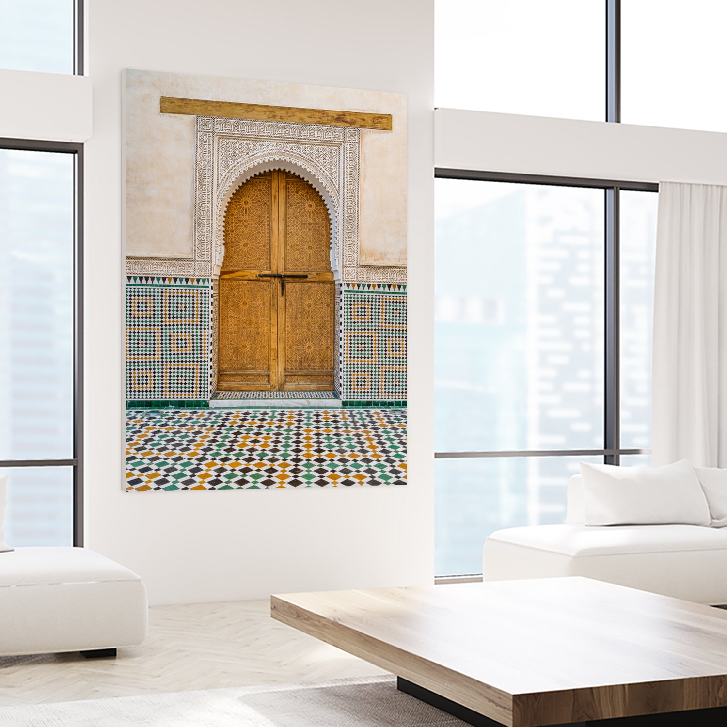 Decorated brown wooden door in Morocco by Photolovers on GIANT ART - photography morocco