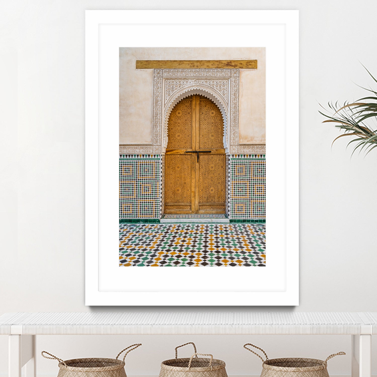 Decorated brown wooden door in Morocco by Photolovers on GIANT ART - photography morocco
