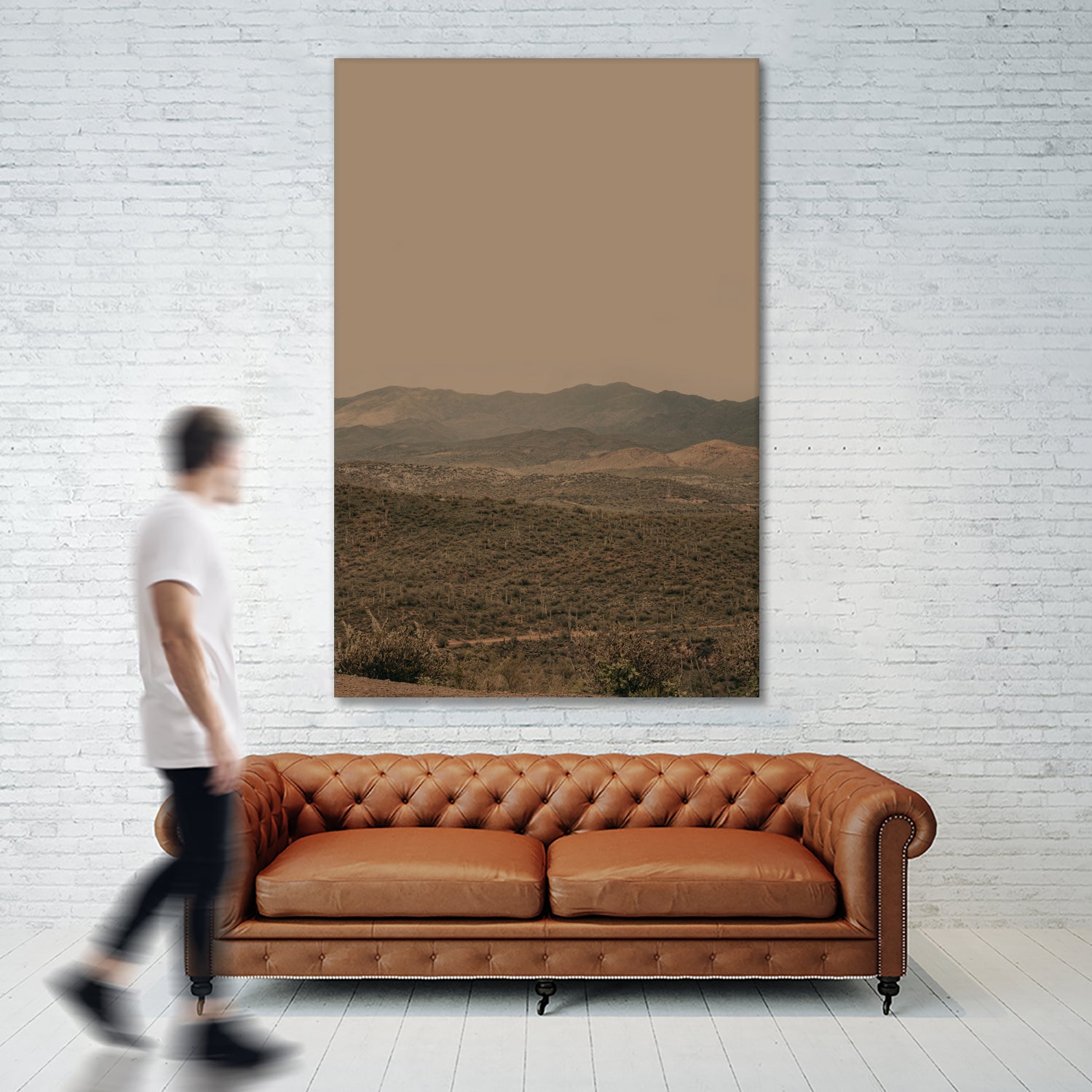Atmospheric Layered Terrain Landscape With Warm Retro Tonal Haze by Stephanie Klatt on GIANT ART - textural landscape textural
