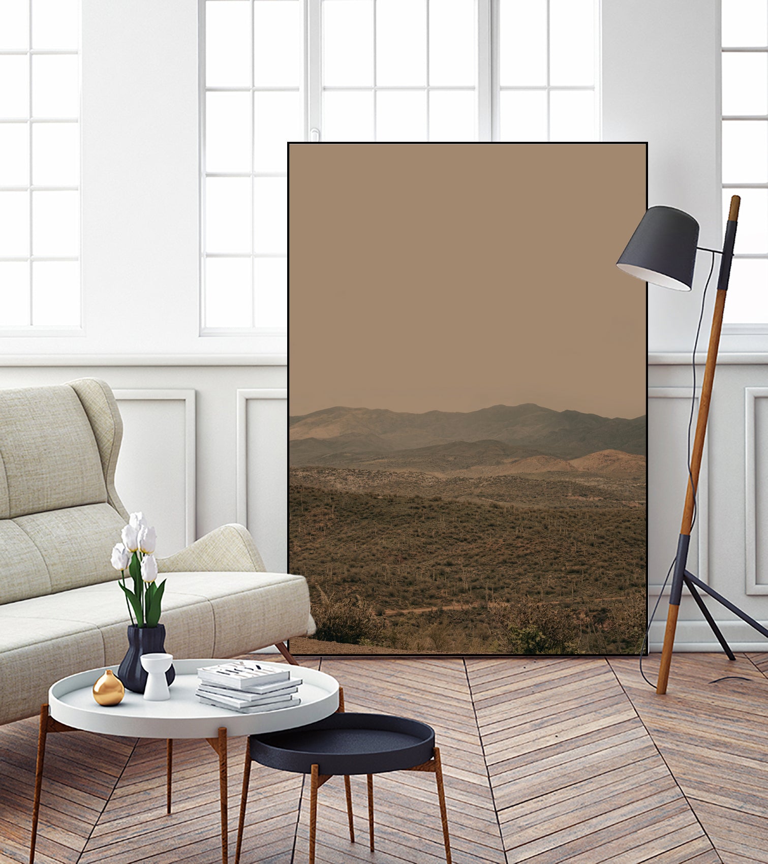 Atmospheric Layered Terrain Landscape With Warm Retro Tonal Haze by Stephanie Klatt on GIANT ART - textural landscape textural