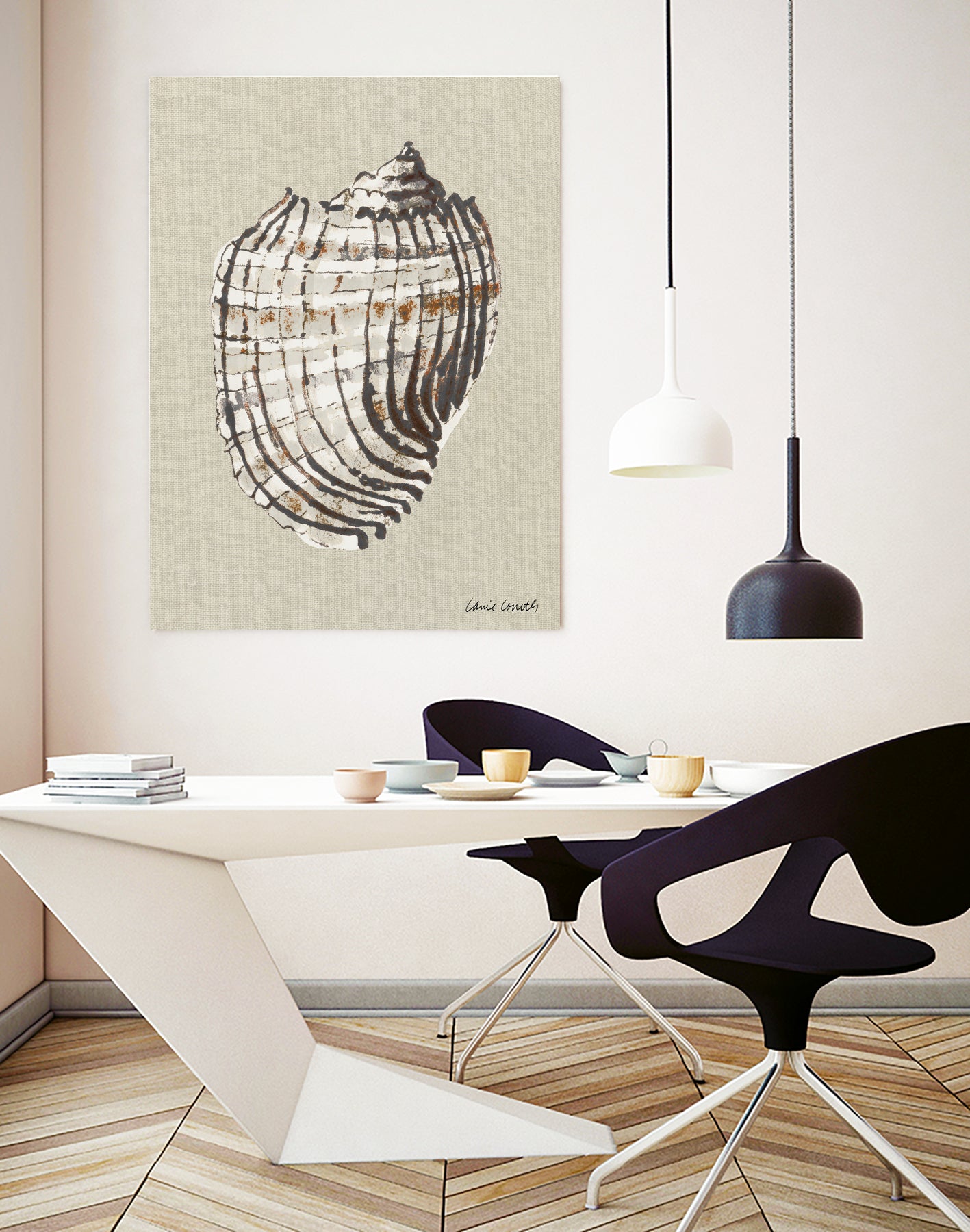 Shell on Burlap I by Lanie Loreth on GIANT ART - coastal shell