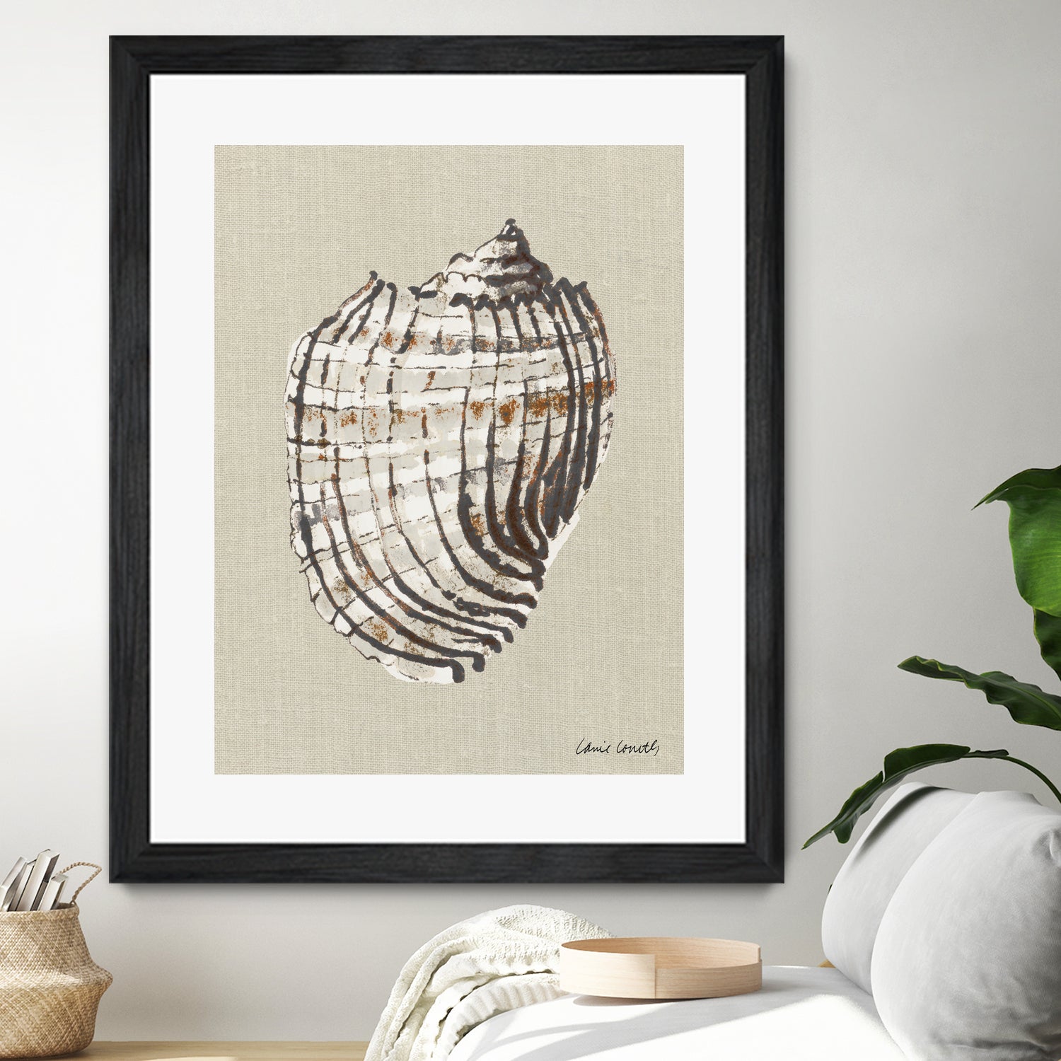 Shell on Burlap I by Lanie Loreth on GIANT ART - coastal shell