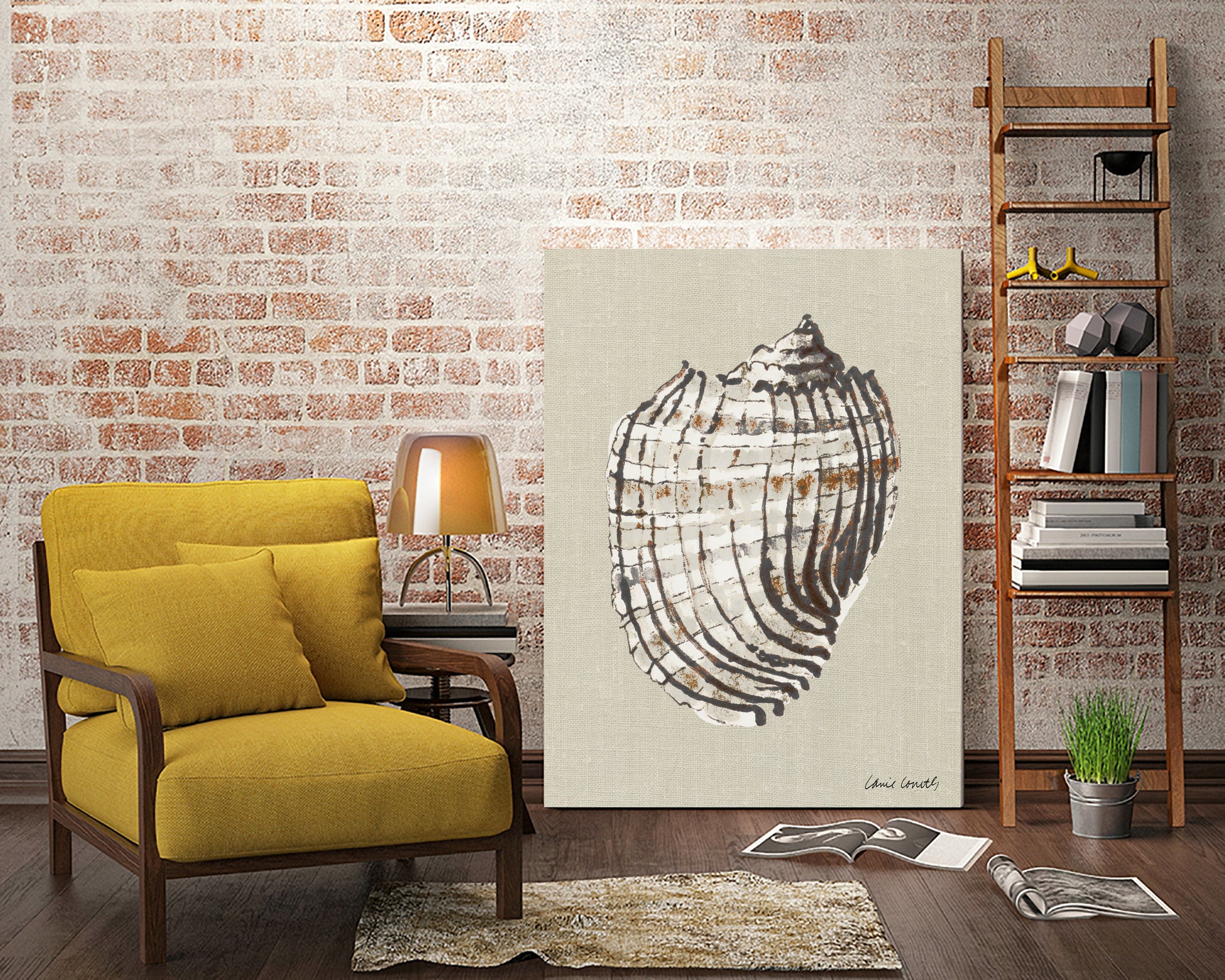Shell on Burlap I by Lanie Loreth on GIANT ART - coastal shell