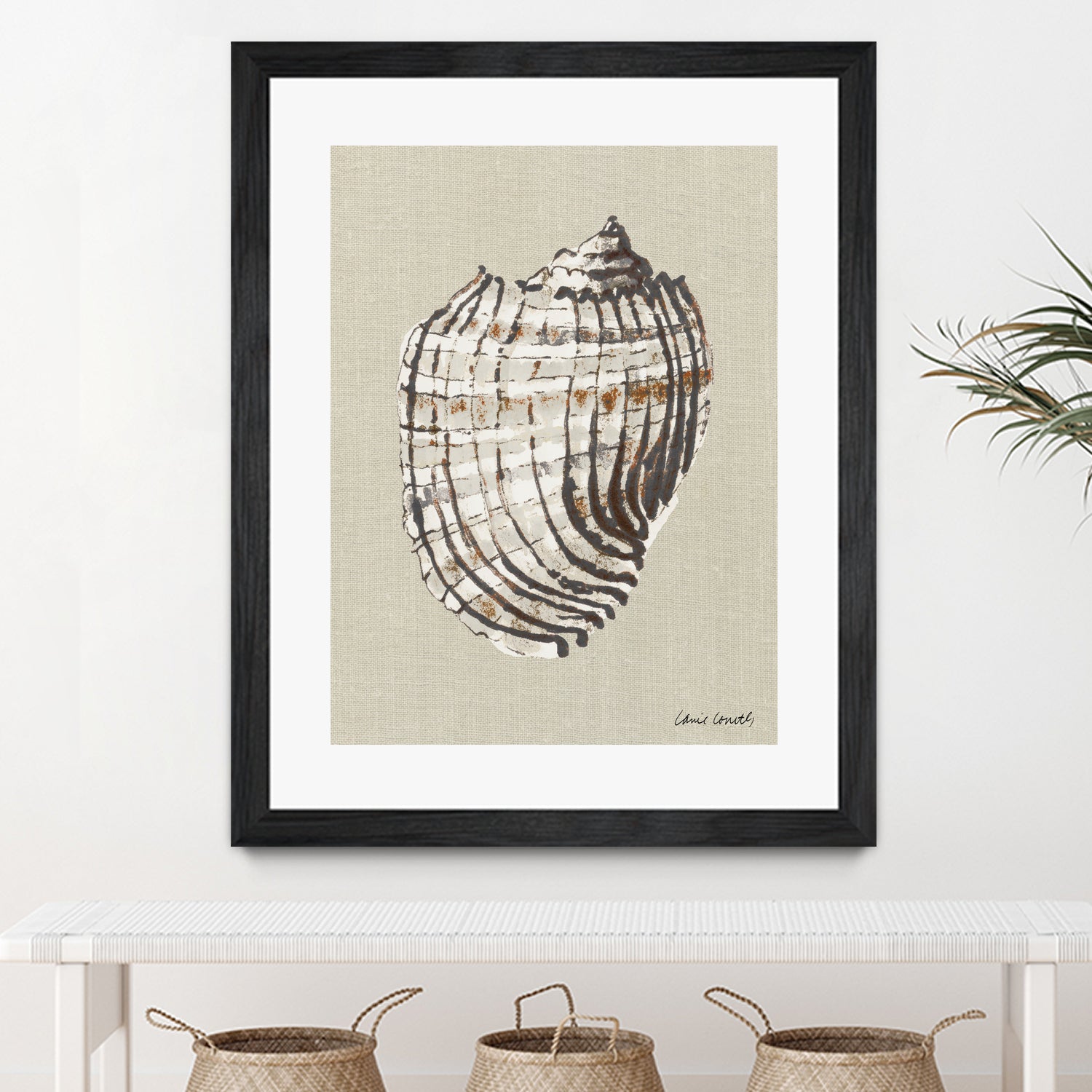 Shell on Burlap I by Lanie Loreth on GIANT ART - coastal shell