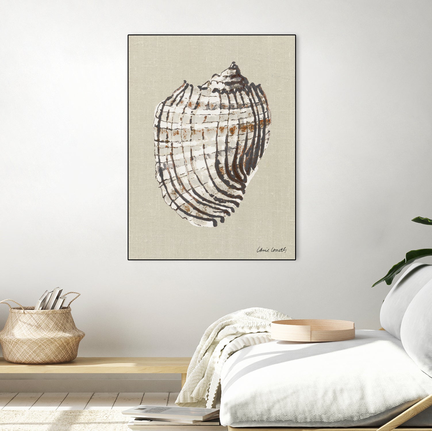 Shell on Burlap I by Lanie Loreth on GIANT ART - coastal shell