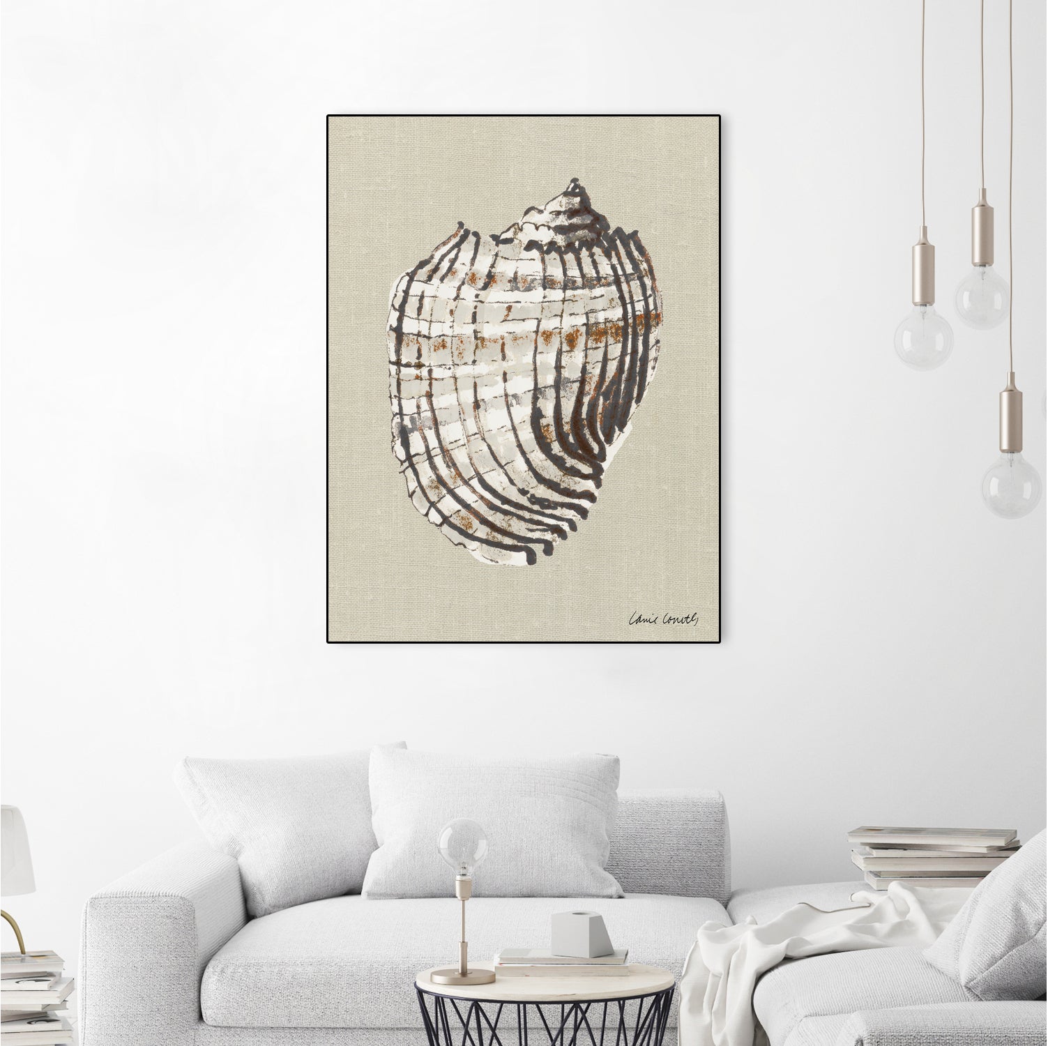 Shell on Burlap I by Lanie Loreth on GIANT ART - coastal shell