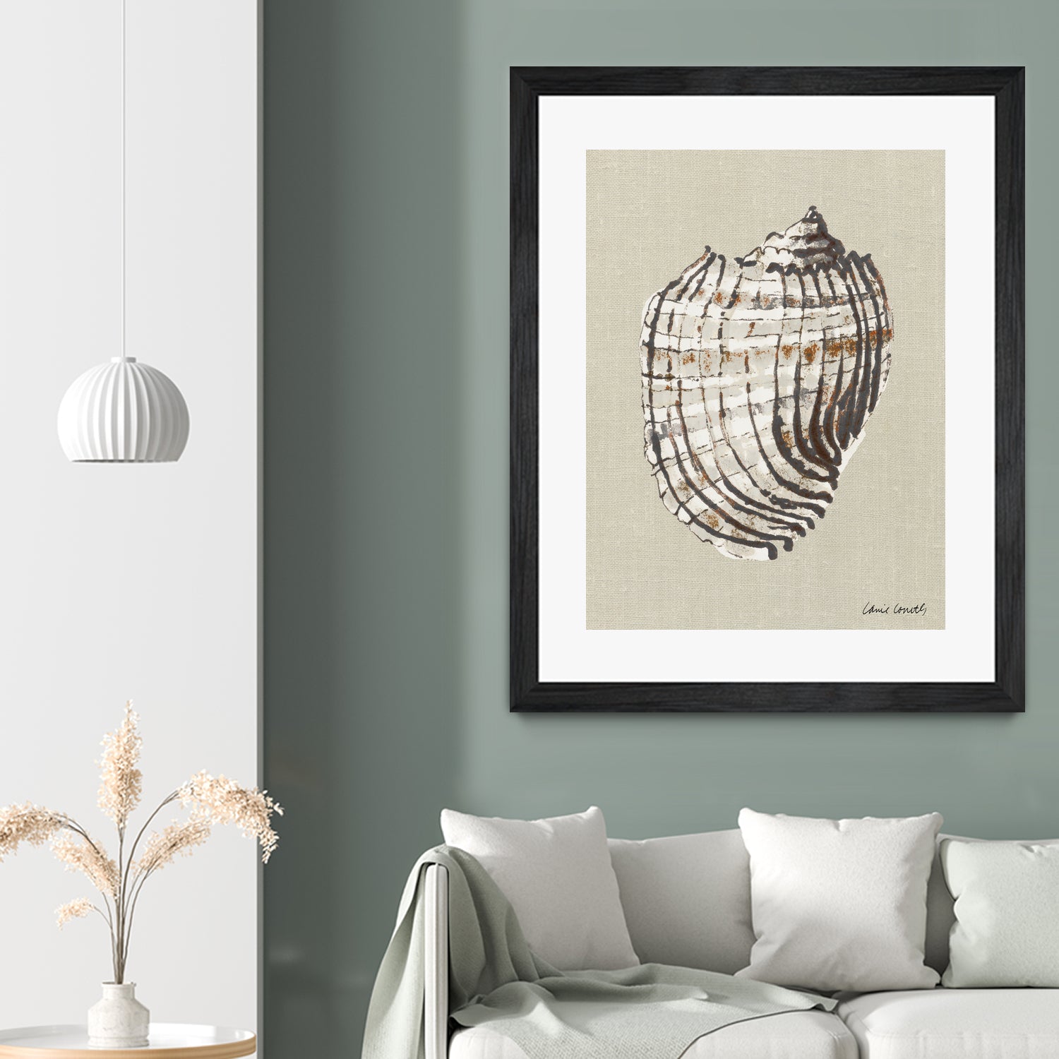 Shell on Burlap I by Lanie Loreth on GIANT ART - coastal shell
