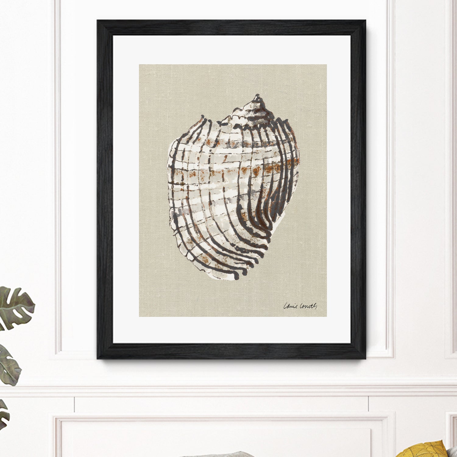 Shell on Burlap I by Lanie Loreth on GIANT ART - coastal shell